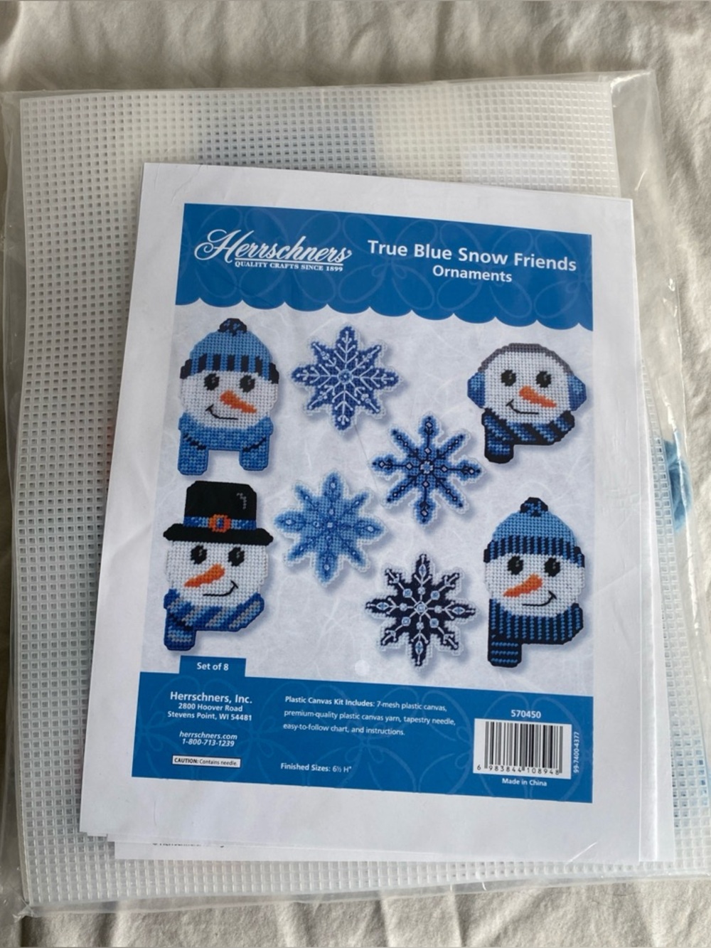 Herrschners® True Blue Snow Friends Ornaments Plastic Canvas Kit NEW
